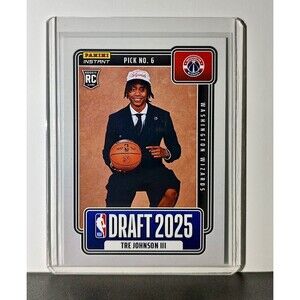 Tre Johnson III Rookie 2025-26 Panini NBA #6 Draft Night Card Washington Wizards